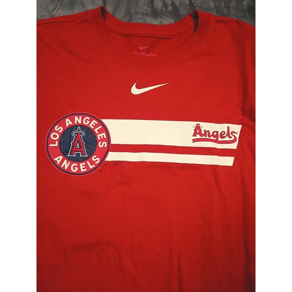 Nike Los Angeles Angels T-Shirt Mens Small Red MLB Baseball Graphic Tee
